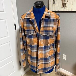 United By Blue Orange and Blue Plaid Shirt Jacket